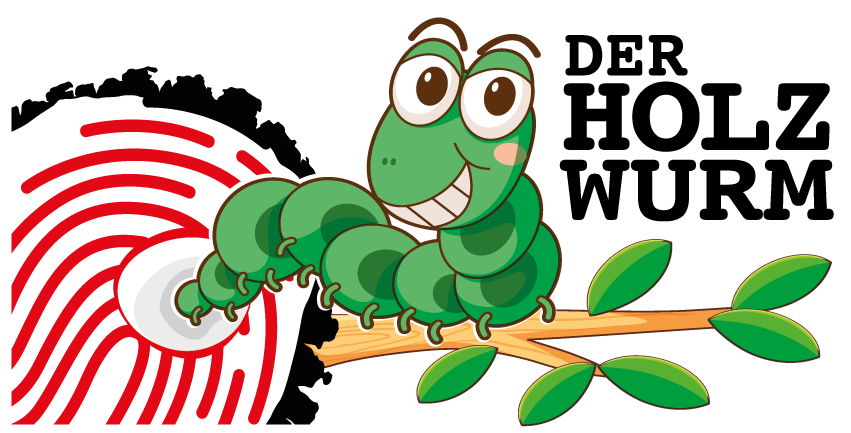 Logo mit Holzwurm
